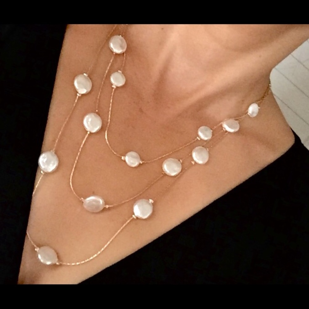 Multi Layered Coin Pearls Necklace